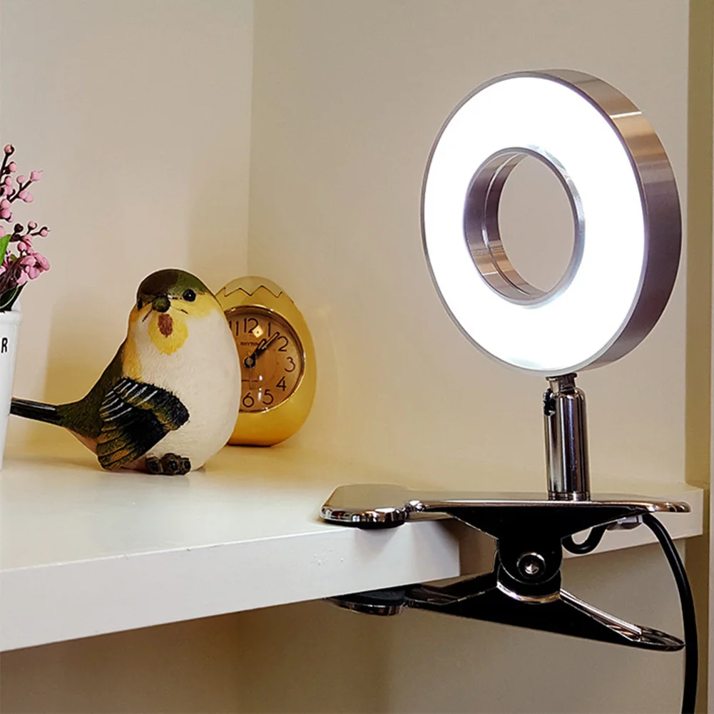 With Clamp Bedsides Nightlight Bedroom Home Ring Shape Eye Caring LED Desk Lamp Modern Rotatable Dormitory USB Charging Dimmable