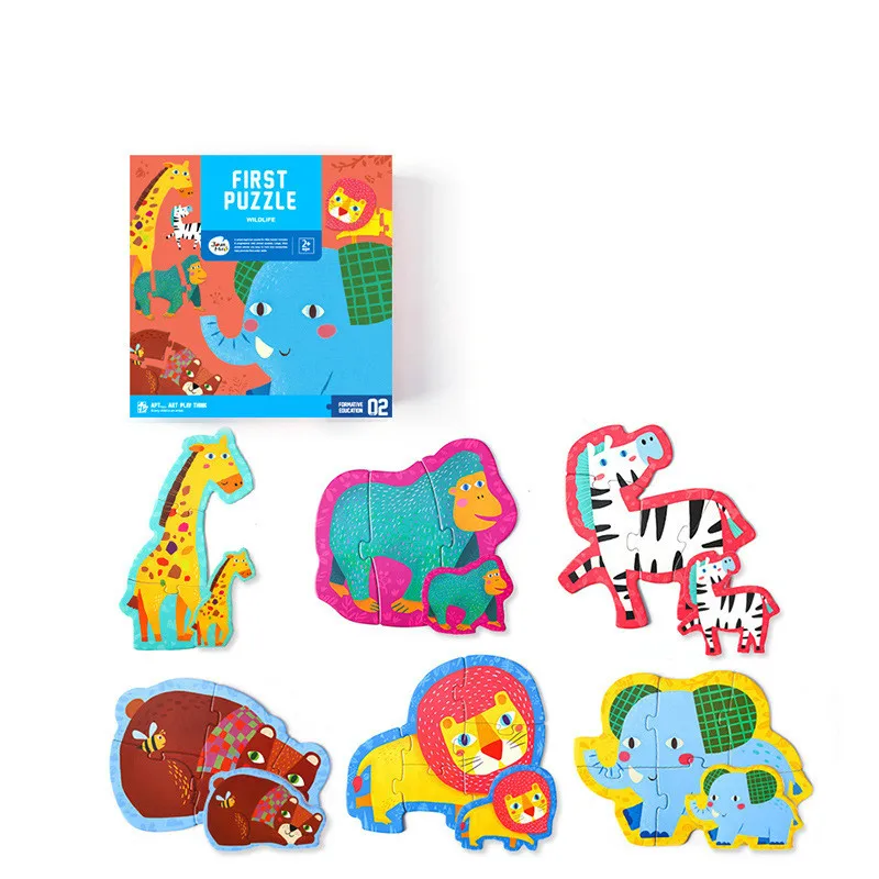 Wild kingdom Детская обучающая игрушка, художественная головоломка, игрушки для детского сада, интеллектуальное развитие, раннее обучение, модель животного - Цвет: Wild kingdom