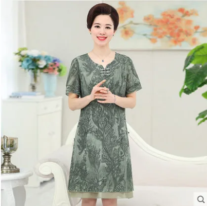 Office Women Summer Dress 2021 Vintage Retro Elegant Luxury Middle Age Women's Print Knee-Length Oversized Silk HJ48 |