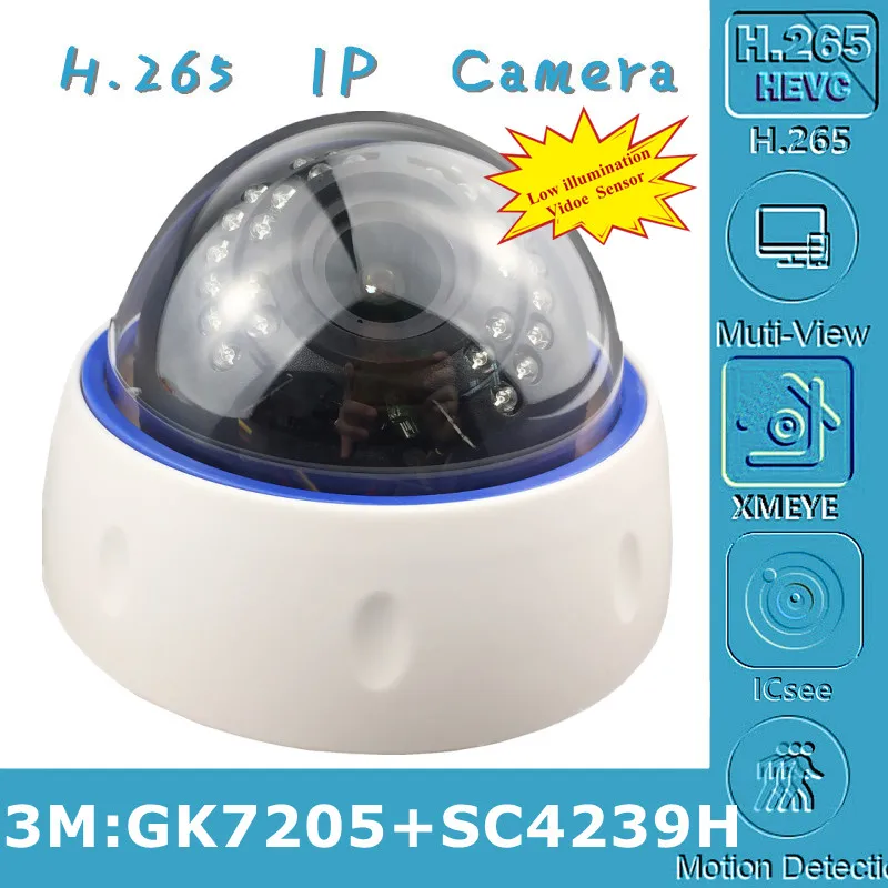 3MP H.265 IP потолочная купольная камера GK7205V200 + SC4239H 2304*1296 2 8-12 мм ручной зум Onvif XMEYE IRC