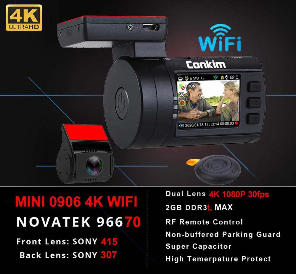 Mini 0906 Dual 1080P Lens Car Dash Camera GPS DVR Cam Remote Control+CPL Filter