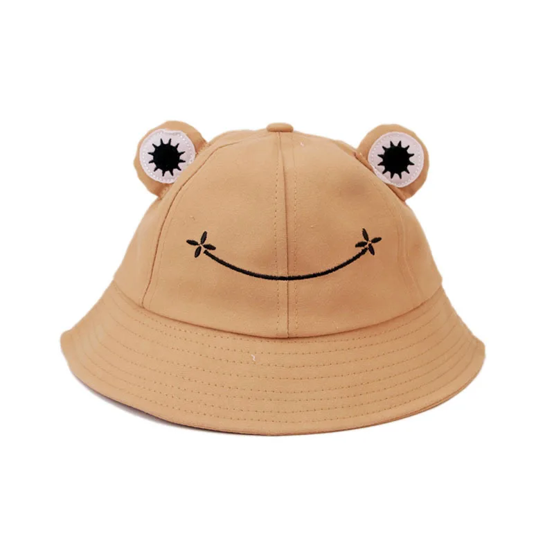 Cute Frog Hat For Women New Summer Autumn Frog Bucket Hat Outdoor  Beach Fisherman Sunscreen Panama Cap Bob Frog cotton bucket hat womens