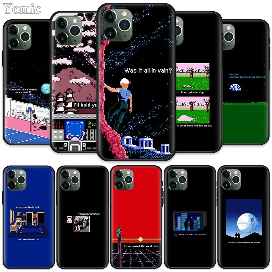 

Art 8-bit Stories Quotes Black Case for Apple iPhone 11 Pro XR X XS MAX 7 8 6 6S Plus 5 5S SE 5C Silicone Phone Sacs Cover Shell