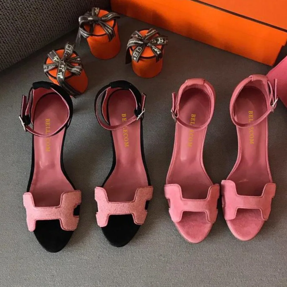 

BELLECOMHigh-heeled women's fashion single shoes with open-toe sandals and personality style in summer 2019