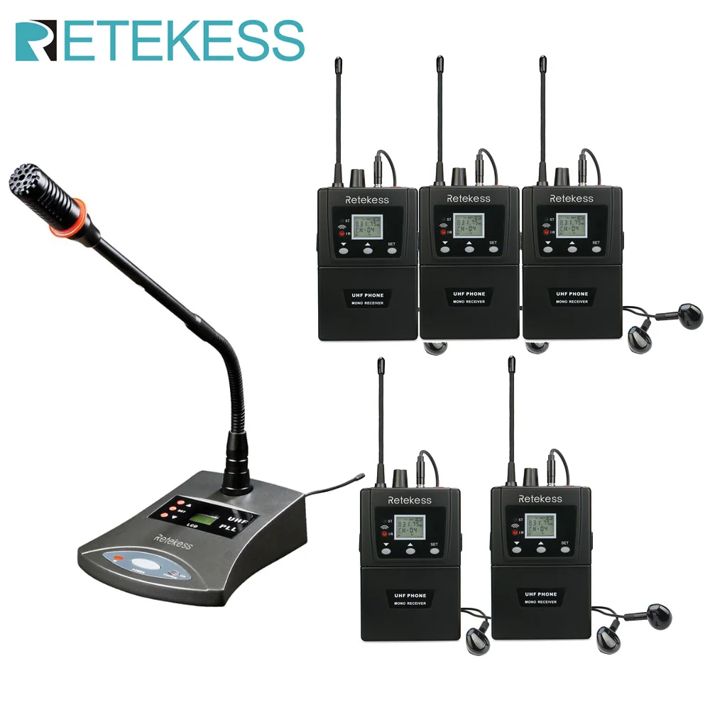 Микрофон Retekess аудио передатчик + 5 ресиверов T127 RF беспроводная система связи