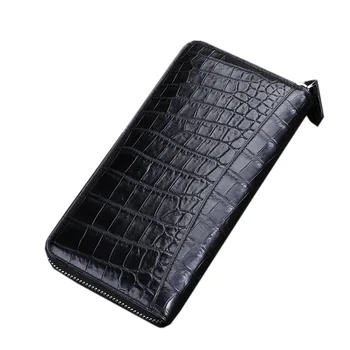 

High Quality Genuine Crocodile Belly Skin Zipper Closure Men Long Card Wallet Exotic Alligator Leather Male Clutch Purse Wallet