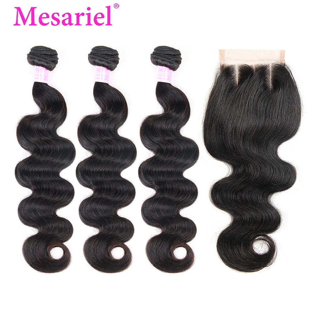

Mesariel Body Wave Bundles With Closure Malaysian Hair Weave Bundles With Closure Human Hair Bundles With Closure Non Remy