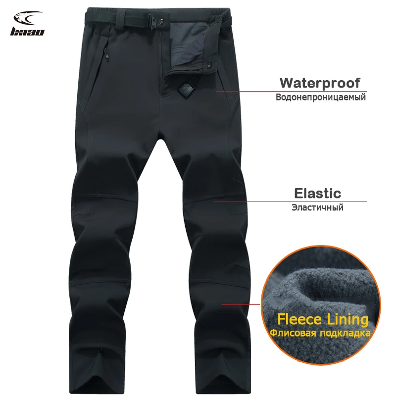 

LNGXO Winter Trekking Hiking Pants Waterproof Pants Outdoor Trousers Camping Skiing Hunting Fleece Men Rain Pants Goretex Warm