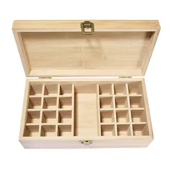 

Essential Oil Storage Box Case Wooden Hold 24 Bottles 5ml 10ml 15ml + 1 Large Slot for 118ml 60ml 1-4 oz Ounce Organizer