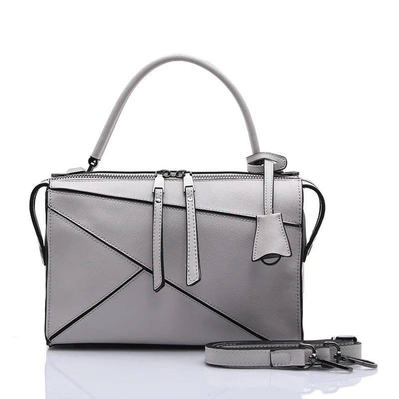 

2019 Autumn And Winter New Style Genuine Leather Joint Women's Bag Shoulder Bag/ Hand Bag Full-grain Leather Zipper Women's Cow