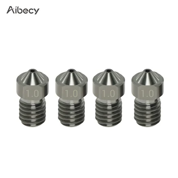 

Aibecy 4pcs Hardened Steel Nozzle 3d Printer V6 Nozzles 1.0mm for 1.75mm filament for 3D Printer Parts