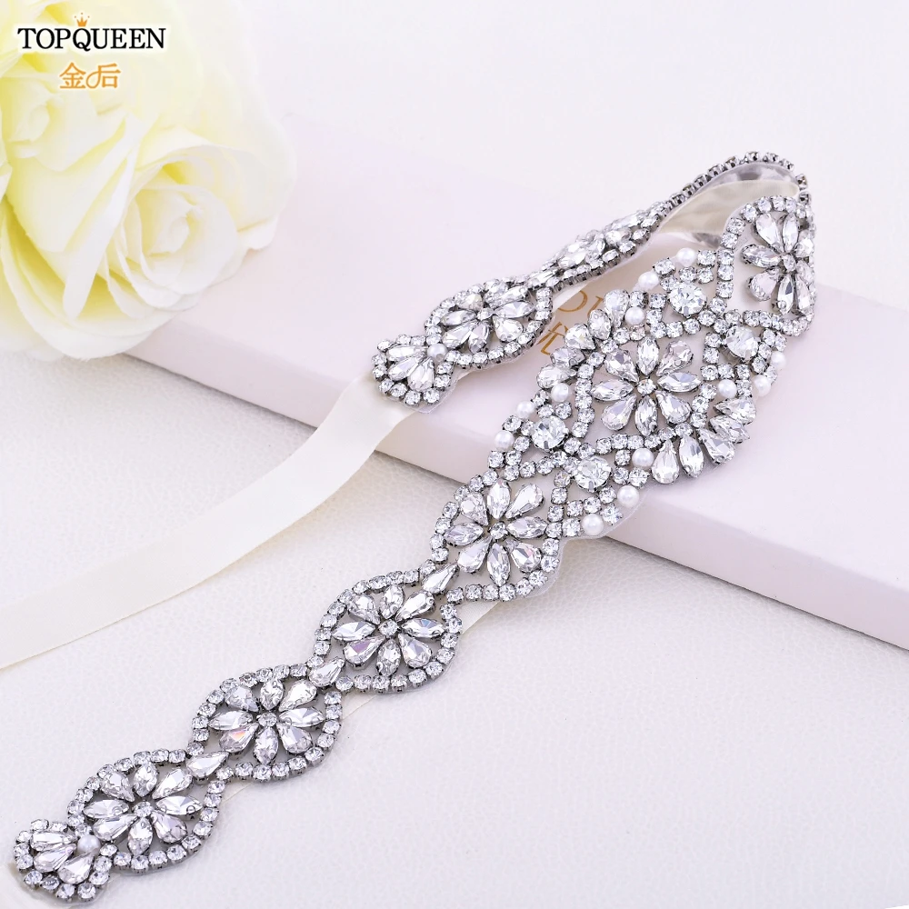 

TOPQUEEN S161 Free shipping Stock 100% pure handmade Rhinestone wedding sash and bridal belts