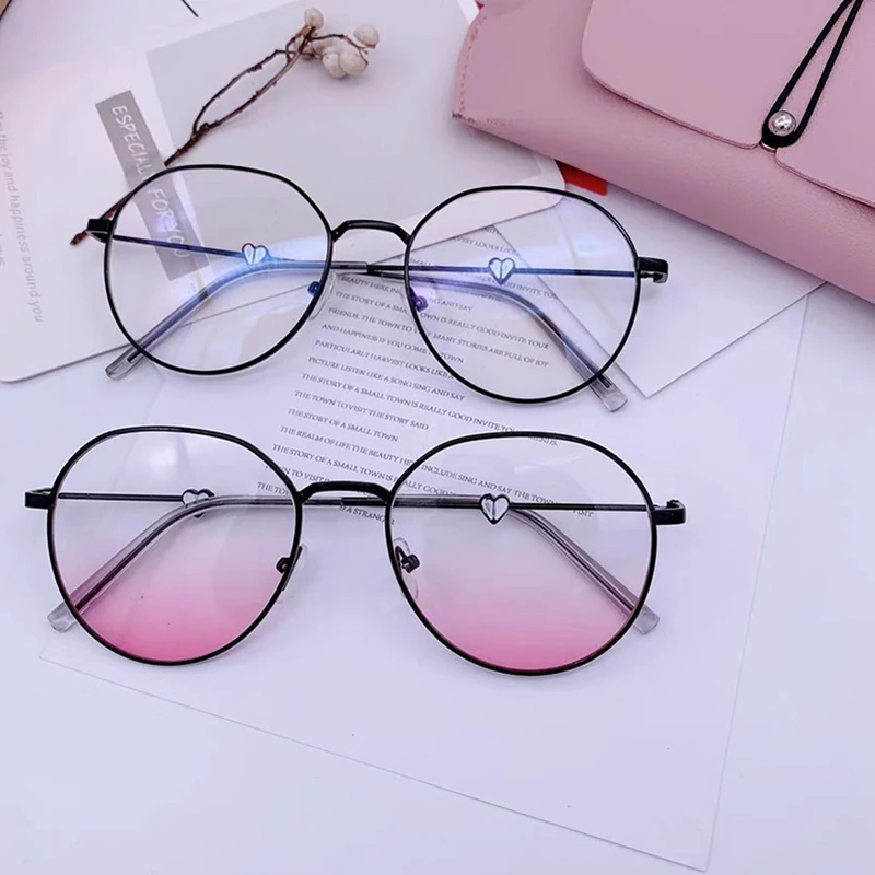 Heart Design Women Myopia Glasses Cute Girls Gradient pink Lens Sunglasses Female Fashion Nearsighted Spectacles 0,-1.0~-6.0 L3 3