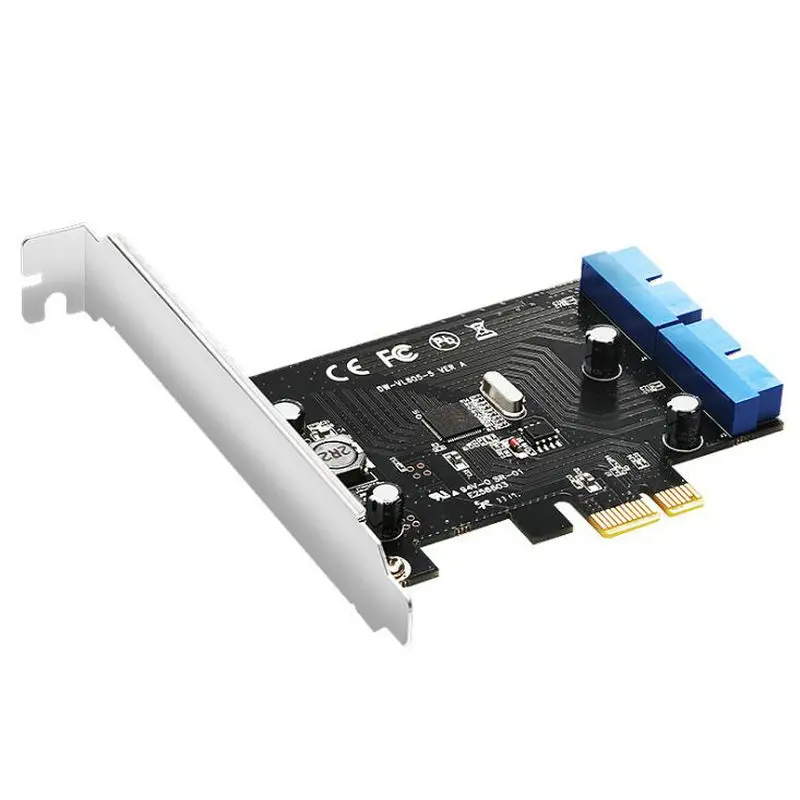 Карта расширения Great-Q PCI-E PCIE для USB 3,0 с двумя портами 20pin разъем материнской Платы PCI express riser Card