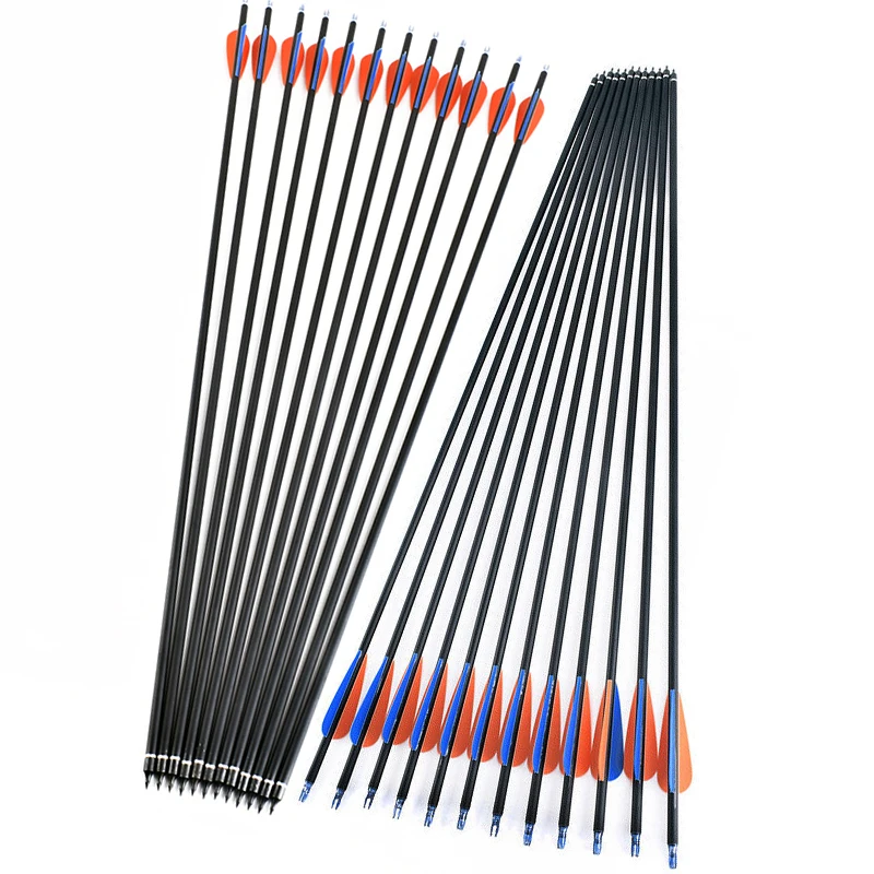 

6/12/24pcs Archery Carbon Arrow 30Inch Replaceable Spine500 Arrow Bolts For Recurve/Compound Bow Hunting