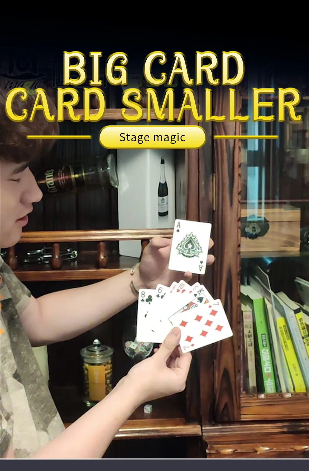 Funny Shrinking Cards Magic Tricks Big To Small Playing Card Training Set For Party Stage Performance Illusion Mentalism Props