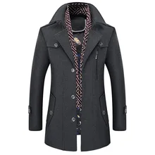 Длинный толстый теплый Превосходное качество мужской шерстяной и смешанный