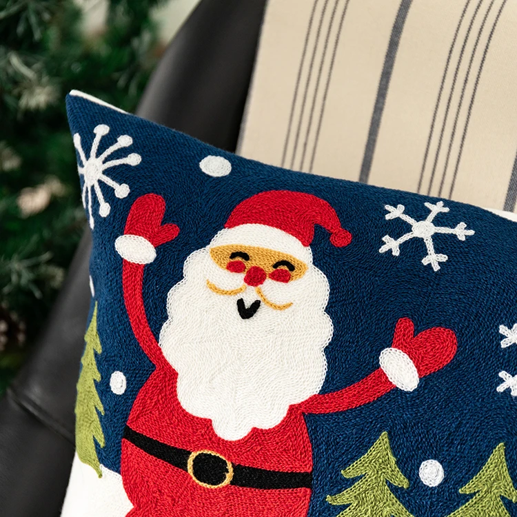Рождественские украшения Рождественский Чехол на подушку с новогодней елкой Подушка Чехол из хлопка в клетку с вышивкой, накидка для подушки, размером 45*45 см 18 дюймов