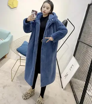 

2019 Winter Women Faux Rabbit Fur Coat Luxury Long Fur Coat Loose Lapel OverCoat Thick Warm Plus Size Female Winter Coat 2025