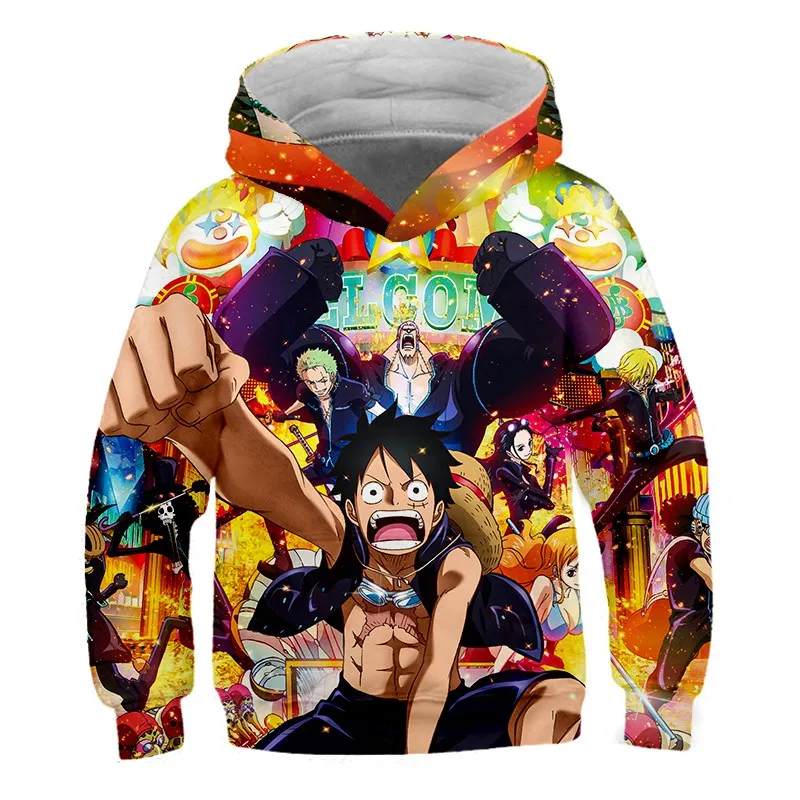 Fashion 3D One Piece Anime Hoodies Kids pullovers Hooded Casual Long Sleeve 3D Print Child Hoodies boy/girl Sweatshirts - Цвет: ET12504