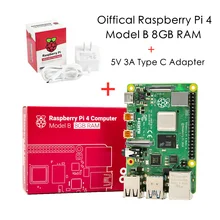 Mais recente raspberry pi 4 modelo b 8gb ram 1.2 versão bcm2711 quad core Cortex-A72 braço v8 1.5ghz 64-bit os com adaptador oficial