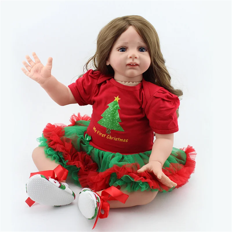 Горячая Reborn Baby Doll игрушка ткань тело набивная Реалистичная Детская кукла с рождественской елкой малыш день рождения рождественские подарки