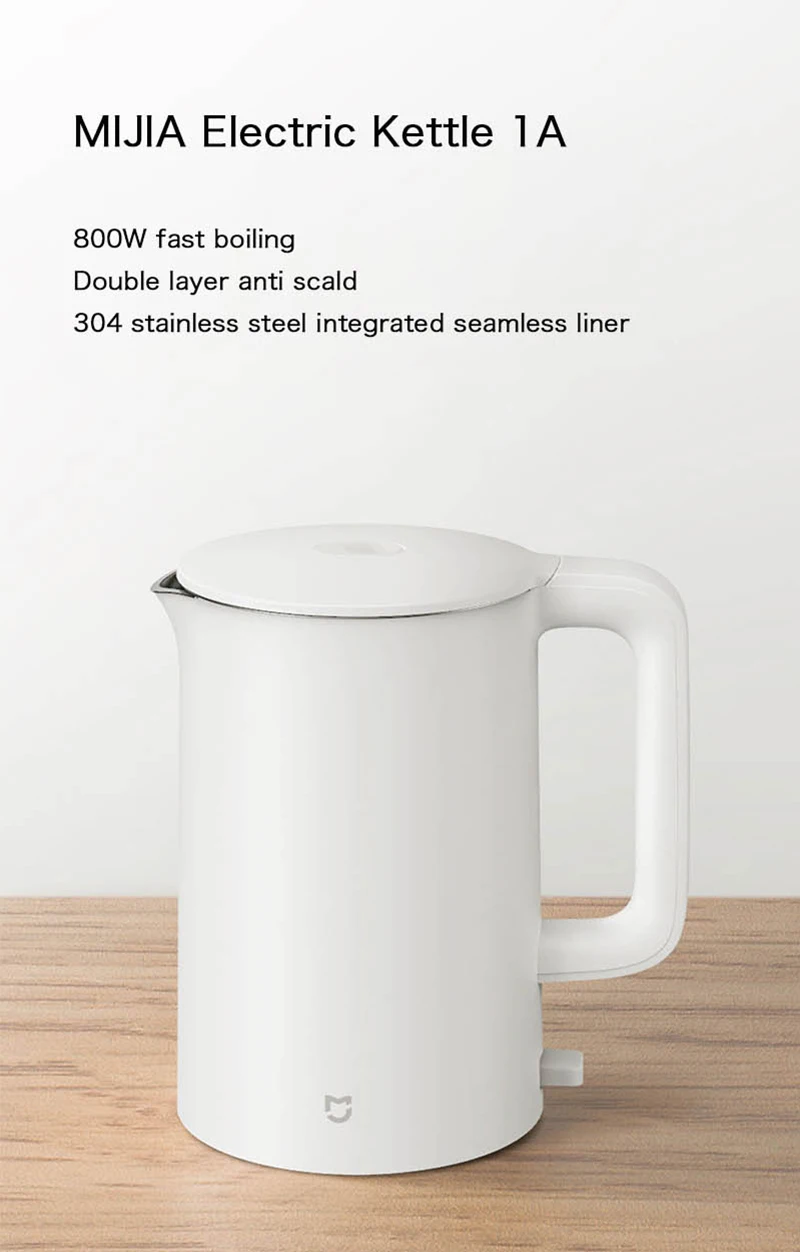 xiaomi Xiaomi Mijia Electric Kettle 1A Stainless Rapid Boiling 1.5L High Capacity Double Layer Anti Scalding Smart Temperature