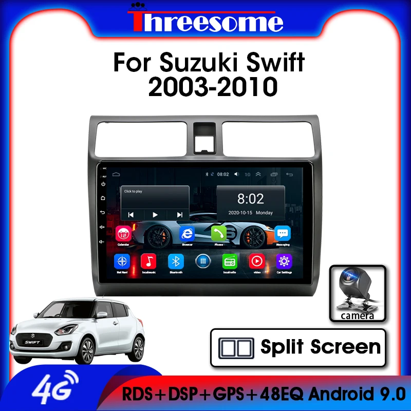 

Android 9.0 2Din 4G Net 4GB+64GB Car Radio For Suzuki Swift 2003-2010 Stereo GPS Navigation Multimedia Video Player With Frame