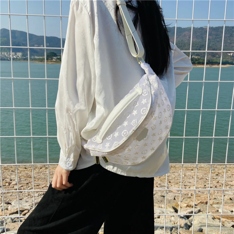 

Luxury Fashion Women Transparent Mesh Saddle Bags Female Elegant Flower Pattern Handbags High-quality Shoulder Messenger Bags