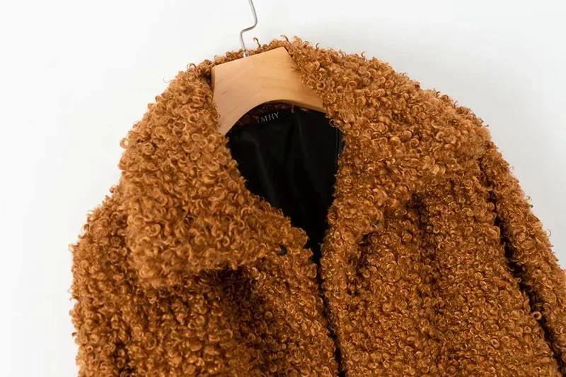 

Fashion New Style Lambs Wool Coat Women's 19 Autumn And Winter New Style Europe And America Fold-down Collar Zipper Faux Fur Jac