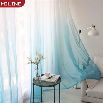 

Gradient Printed Tulle Transparent Curtains for Living Room Bedroom Kitchen Home Sheer Curtains Decor Tulle Curtain at Window