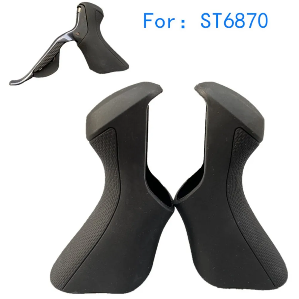 1pair Bicycle Gear Shift Covers Rubber Black Brake Handles For Covers Road Bike Hoods For-Shimano Ultegra Di2 ST-6870 1 pair bike bicycle brake lever hoods for shimano st 5700 105 gear shift lever cover colorful rubber cycling accessories