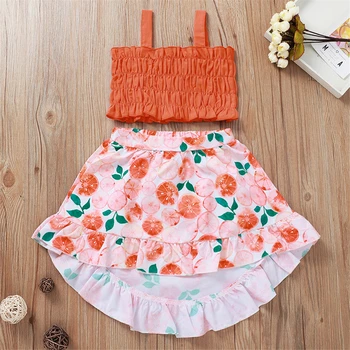 

Pudcoco Toddler Baby Girl Clothes Summer Crop Ruffle Strap Tops Fruit Print Skirt 2Pcs Outfits Cotton Clothes Sunsuit Set