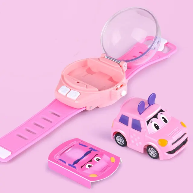 Hot Sales Mini Cartoon RC Small Car Analog Watch Remote Control Cute Infrared Sensing Model Batteryed Toys For Children Gifts 2