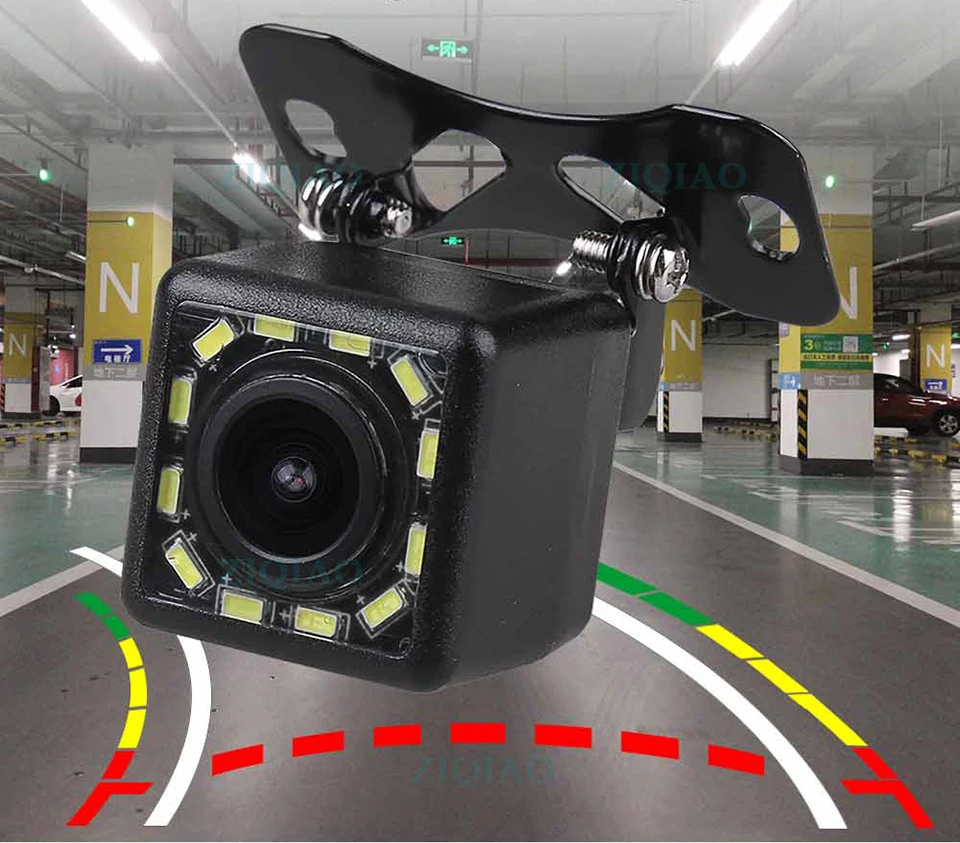 ZIQIAO 4.3 Inch TFT LCD Monitor Car Rearview Monitoring System Dynamic Trajectory Tracks Rear View Camera