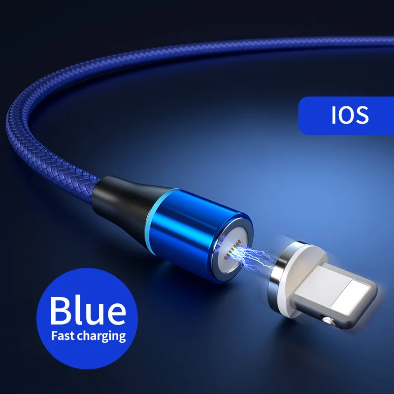 Blue For Iphone Магнитный кабель Snodesound для быстрой зарядки iPhone XR Micro Usb type-C, кабель для быстрой зарядки samsung, шнур для передачи данных - Цвет: Blue For Iphone
