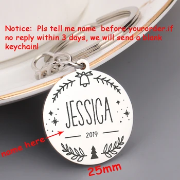 

Customized Name Dangle Round Keychain Stick Figure Bell For Christmas Exclusive Gift Fashion Jewelry Charm Christmas Tag