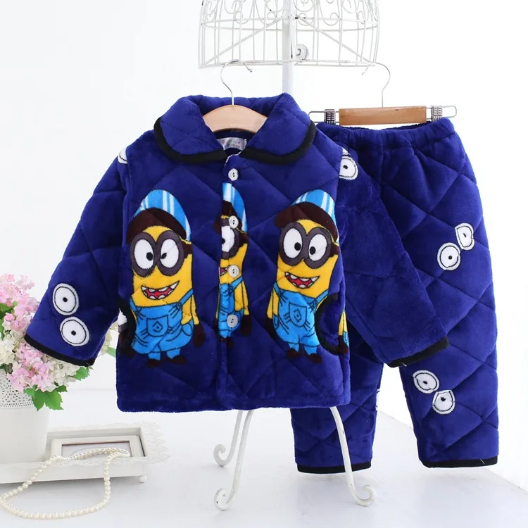 Winter Kids boy girl Pajamas sets Children thickening Velvet flannel home clothing nightwear winter clothes teenager pajamas set