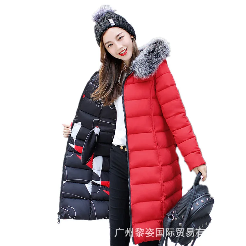 Женская куртка-парка зимние пальто с длинным рукавом хлопковые Повседневное Куртки с меховым капюшоном Для женщин толстые теплые зимние куртки, на детей, женская верхняя одежда, пальто