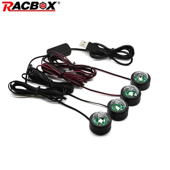 

Racbox 4pcs/set Car Interior Decorative Atmosphere light Interior Floor Foot Light USB Control 5V LED Atmosphere RGB DJ lights