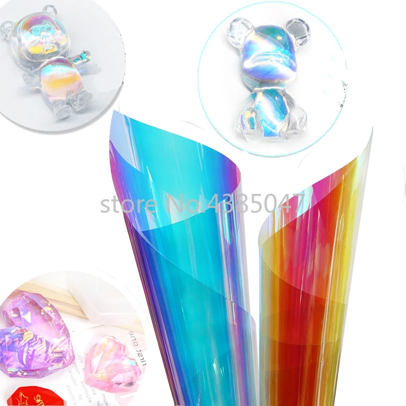 

1PC Laser Film DIY Craft Nail Art Decals Supplies Handmade Holographic Foil Resin Jewelry Stuff Transparent Stickers Paper