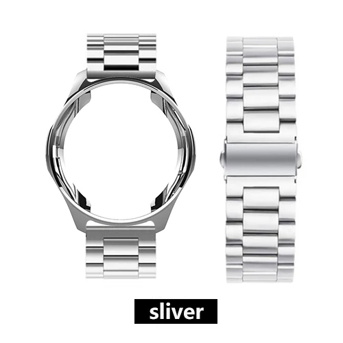 Silver Ремешок+ чехол 20/22 мм ремешок для наручных часов для samsung gear S3 ремешок Galaxy watch 46mm 42 Нержавеющая сталь ТПУ покрытием защитный чехол - Цвет ремешка: Silver