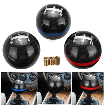 

Car Carbon Fiber 5 Speed Round Ball Shape Gear Shift Knob Shifter Lever Stick with 8/10/12mm Adapter