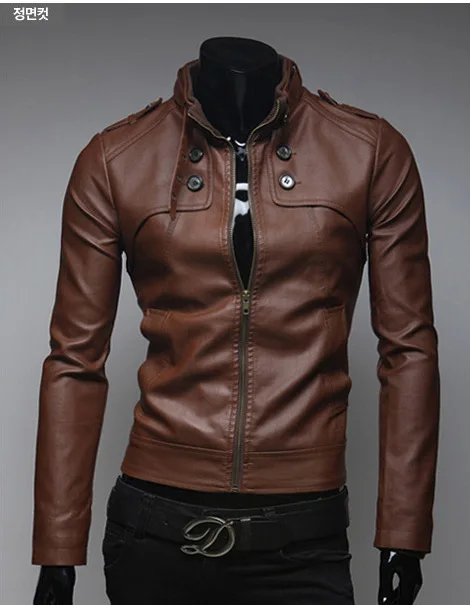 

Fashion New Products New Style Washed Leather Slim Fit Stand Collar Men Locomotive Leather Coat
