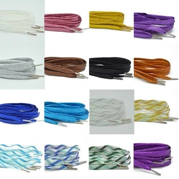 

Cool Flat Glitter Shoelaces Shiny Fashion Sparkly Shoe Laces Christmas Colors Chic Shimmering 7mm Metallic Bootlaces