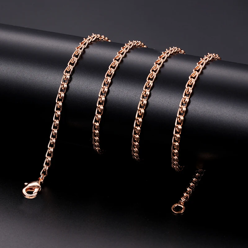 Chain Necklace Bracelet Snail Set Jewelry Women Men 585 Rose Gold 3mm 5mm Wide rose gold necklace rose gold necklaces
