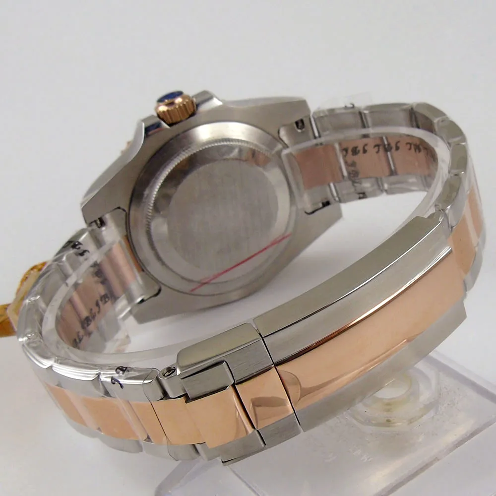 Rose Banhado a Ouro Gmt Caixa do Relógio Cristal de Safira 40 mm Pt5000 Eta2824 Nh35 Nh34 Nh36 Miyota8215 821a Dg2813 Eta2836 - Image 5