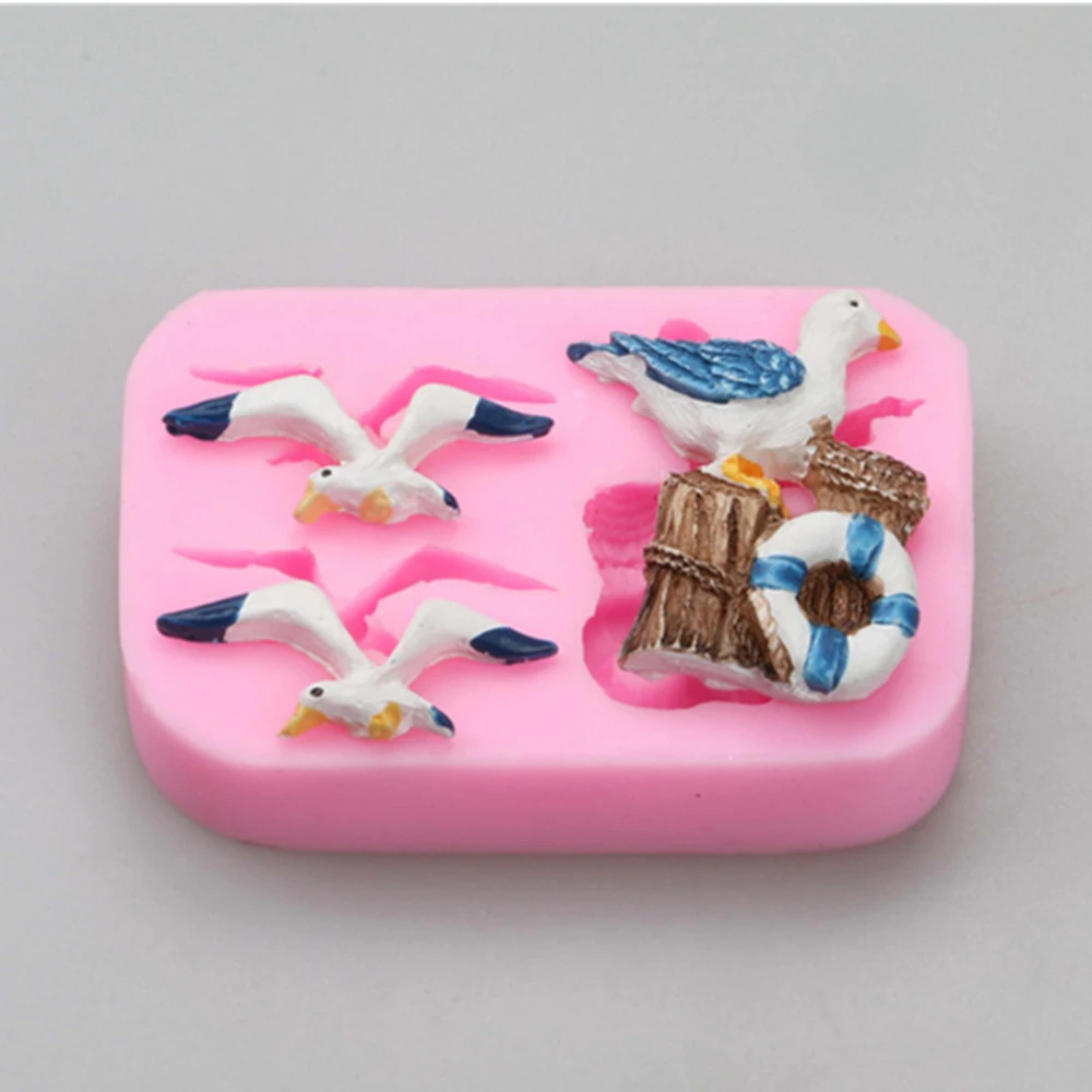 3D Anchor Rudder Cake Silicone Mold Bird Fondant Cake Decorating Tools DIY Seagull Chocolate Candy Fimo Clay Molds