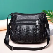 Женская сумка через плечо, черная, мягкая, мытая кожа, сумка на плечо, Лоскутная, сумка-мессенджер, маленькая сумка с клапаном для девочек, сумка tasje#22