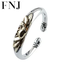 FNJ 925 Серебряное кольцо с цветком лотоса,, Чистое Серебро S925 пробы, тайское серебро, кольца для женщин, ювелирное изделие для девушек, регулируемый размер